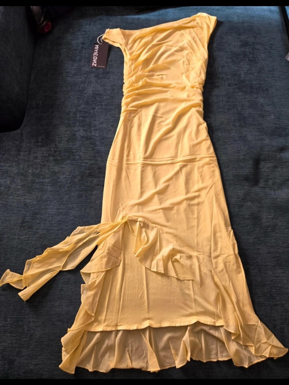 Yellow Ruffled Midi Dress